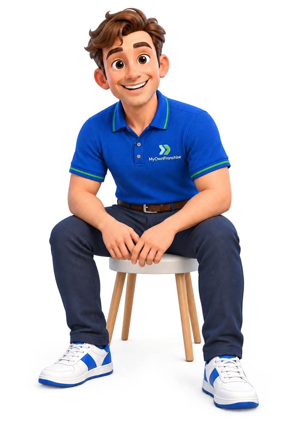 Clark seated and smiling