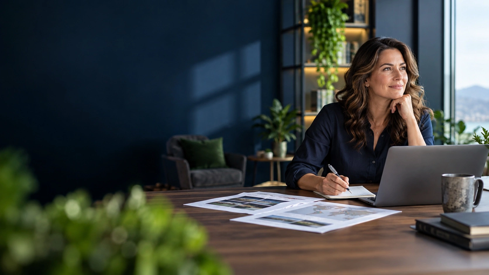 A business owner planning the next stage of her company